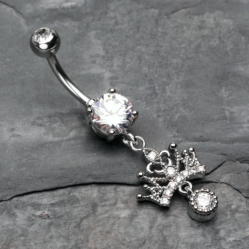 Royal Princess Crown Sparkle Belly Button Ring - Image 3