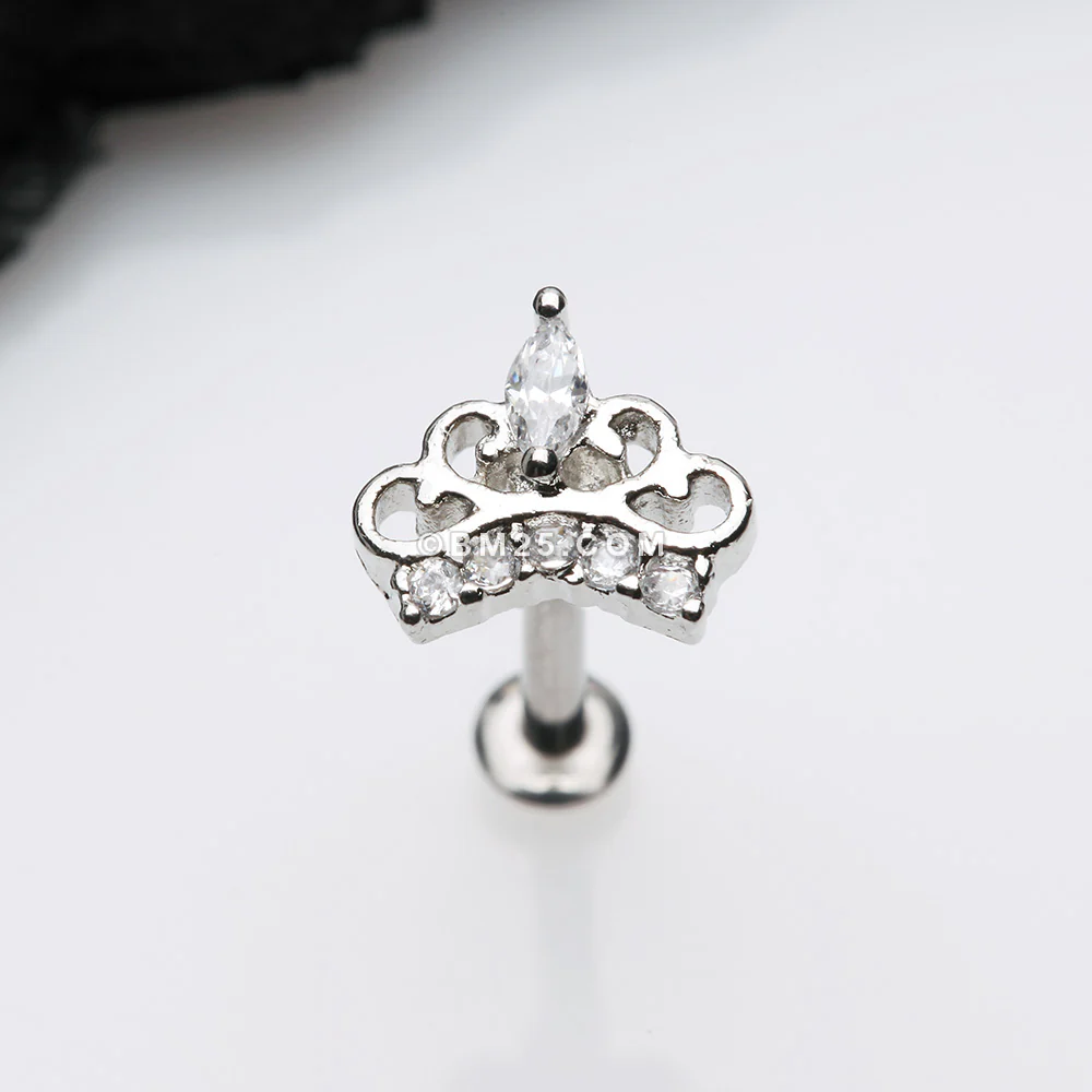 Royal Tiara Sparkle Top Threadless Push-In Steel Labret - Image 2