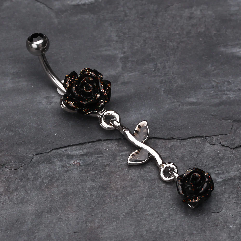 Shimmering Rose Vine Belly Ring - Image 3