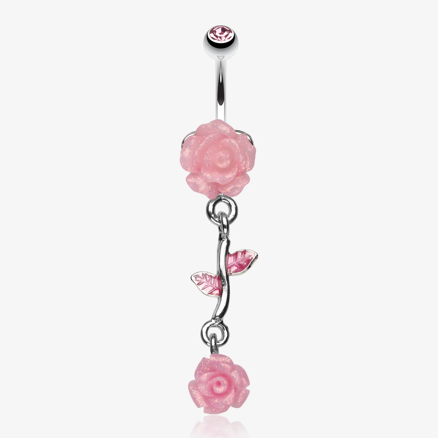 Shimmering Rose Vine Belly Ring