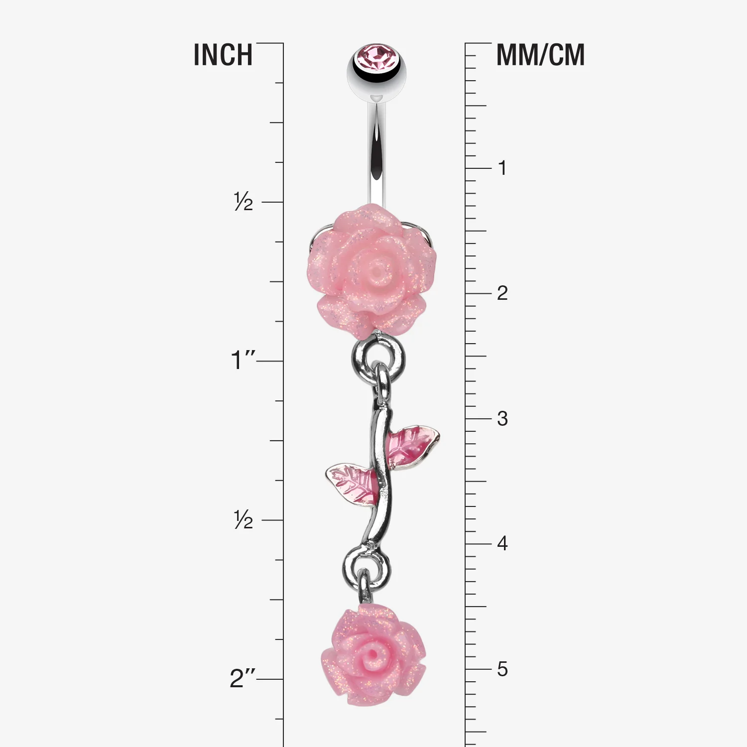 Shimmering Rose Vine Belly Ring - Image 2