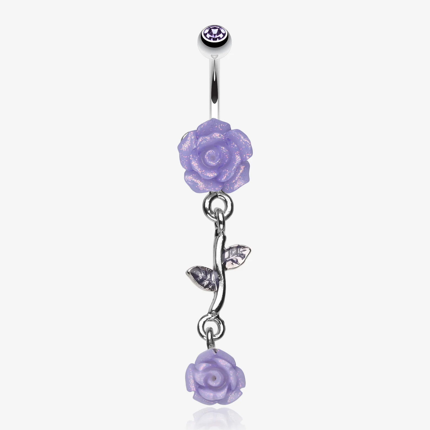 Shimmering Rose Vine Belly Ring