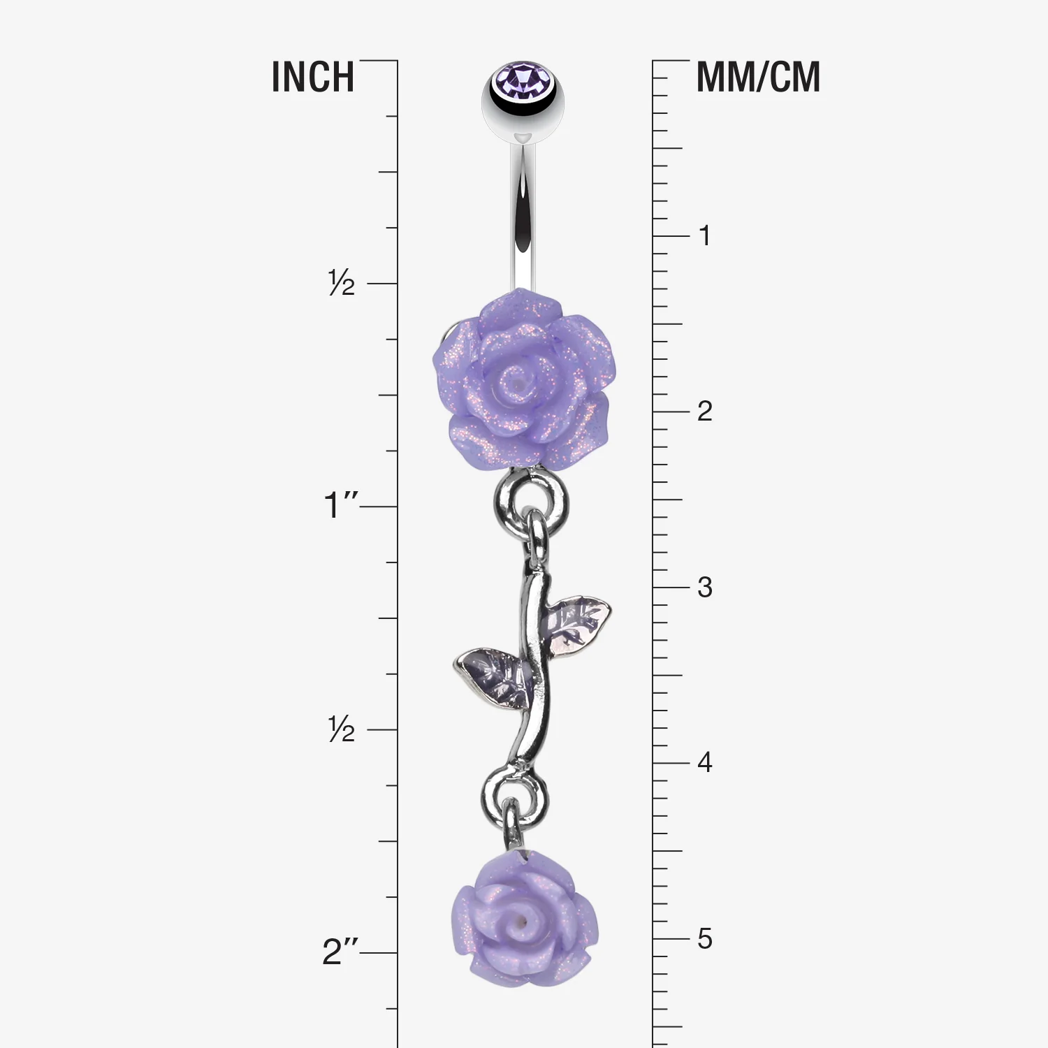 Shimmering Rose Vine Belly Ring - Image 2