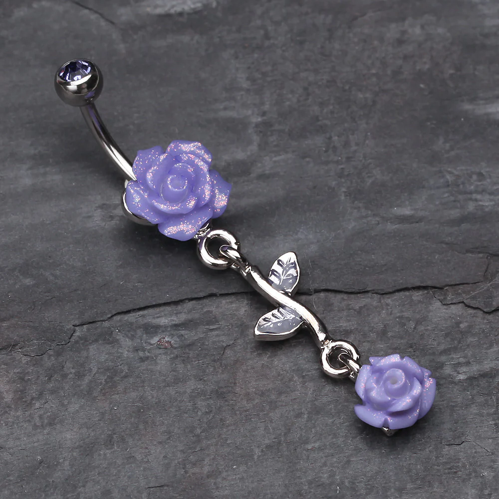 Shimmering Rose Vine Belly Ring - Image 3