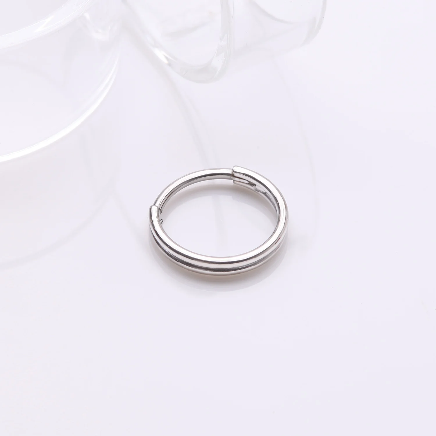 Skinny Double Layered Clicker Hoop Ring - Image 2
