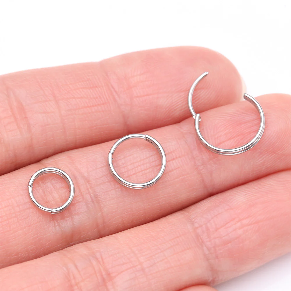 Skinny Double Layered Clicker Hoop Ring - Image 4
