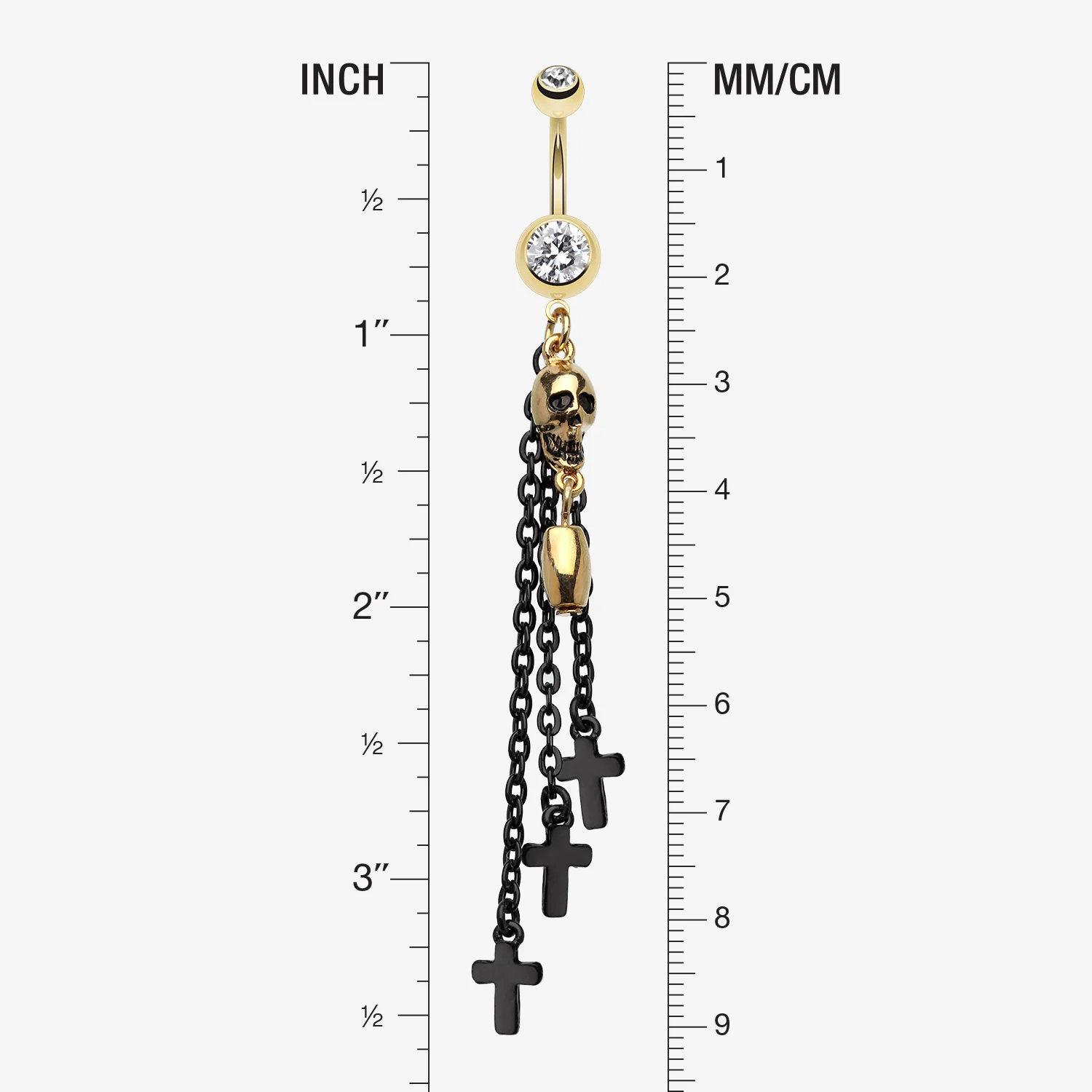 Skull Bullet Cross Belly Ring - Image 2