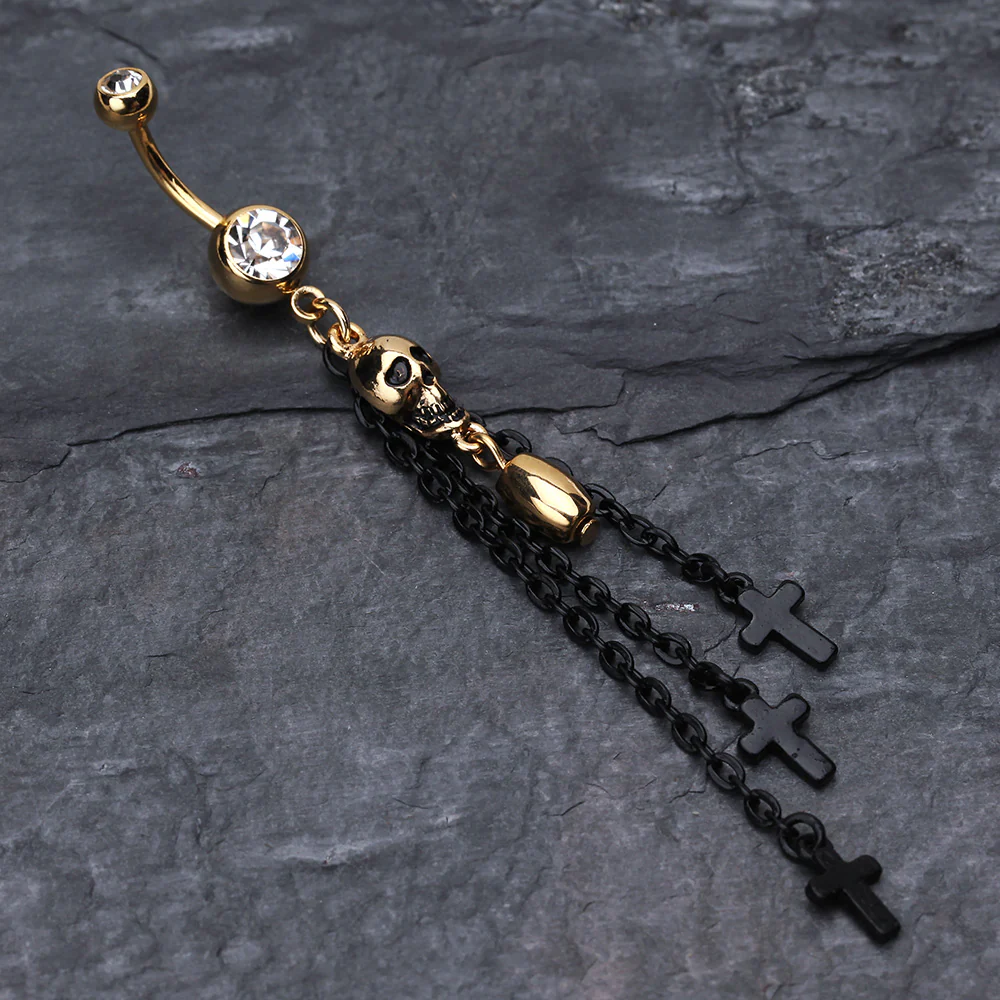 Skull Bullet Cross Belly Ring - Image 3