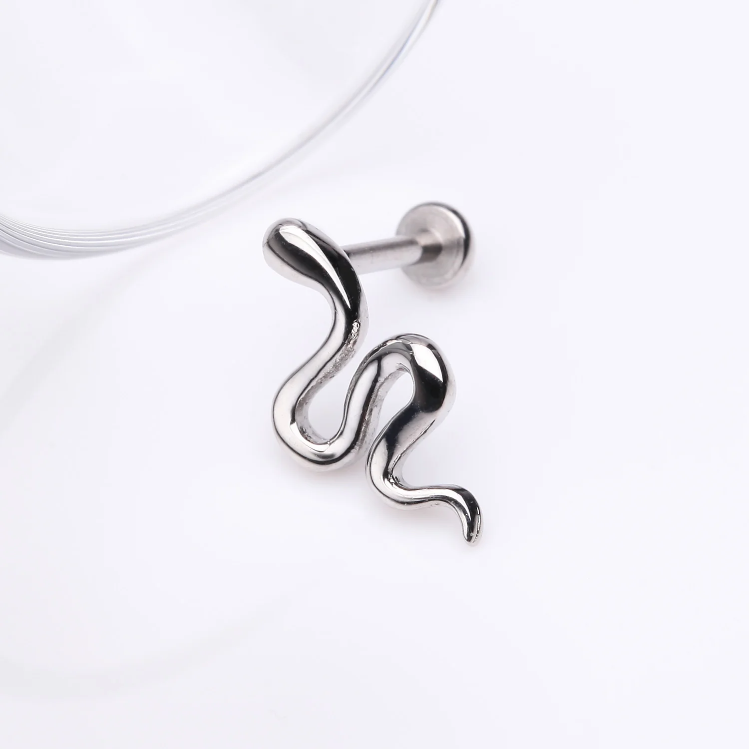 Slithering Silk Snake Internally Threaded Steel Labret - Image 2