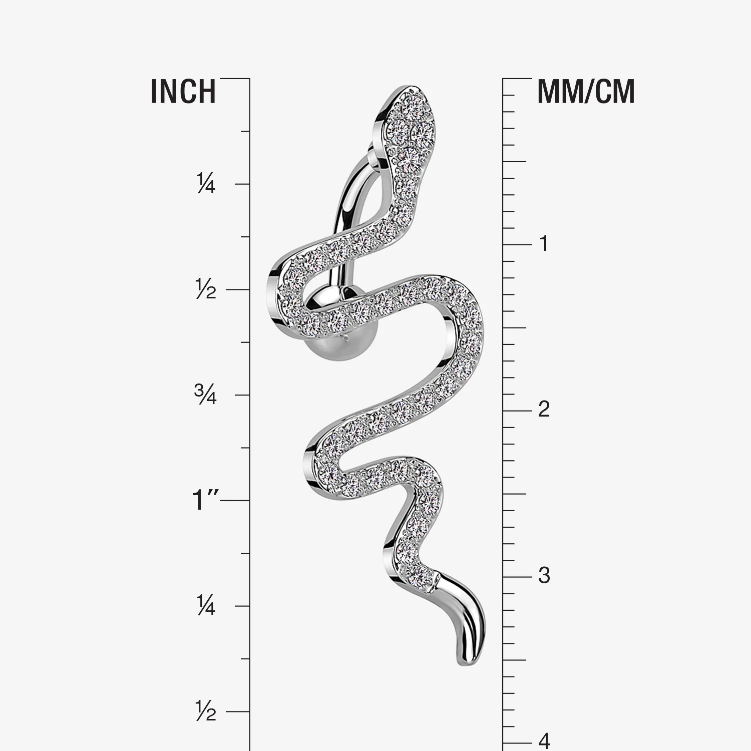 Snake Sparkle Top Down Reverse Belly Button Ring - Image 2