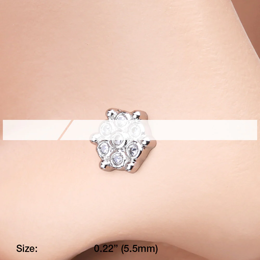 Snowflake Extravagant Sparkle L-Shaped Nose Ring - Image 3