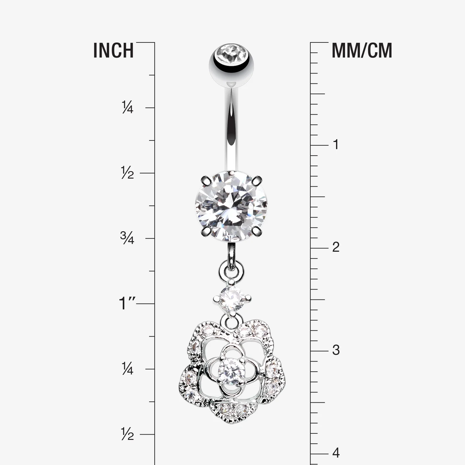 Sparkle Allure Rose Belly Button Ring - Image 2
