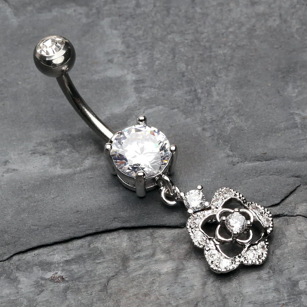 Sparkle Allure Rose Belly Button Ring - Image 3