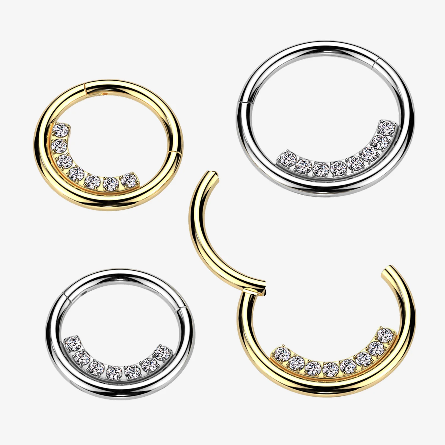 Sparkle Arc Line Clicker Hoop Ring - Image 2