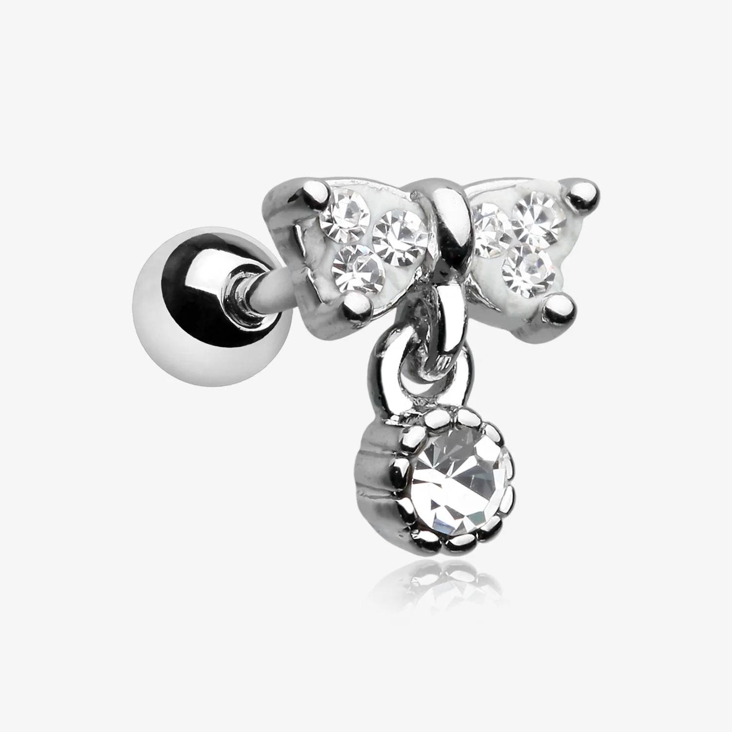 Sparkle Dangle Bow-Tie Cartilage Tragus Barbell