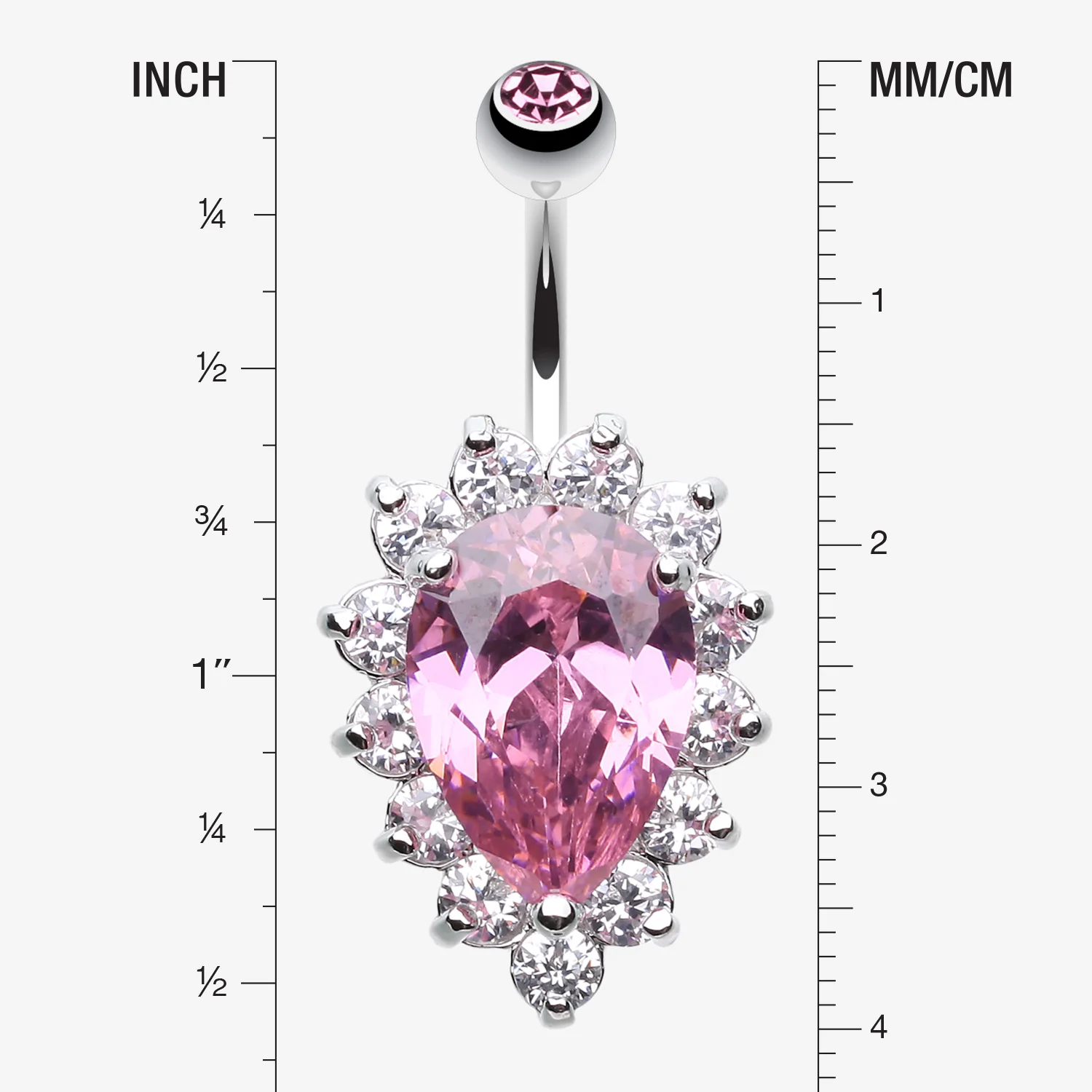 Sparkle Dazzle Droplet Multi Gem Belly Button Ring - Image 2