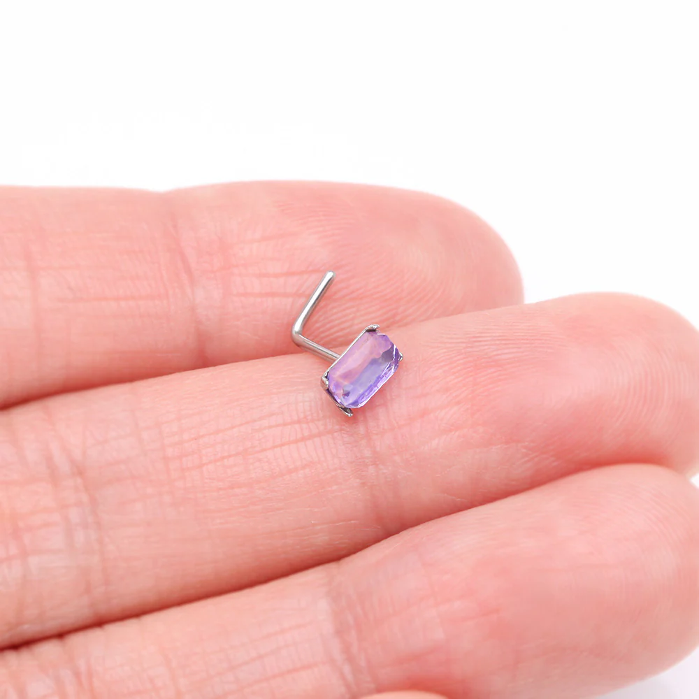 Sparkle Gem Cubic L-Shaped Nose Ring - Image 3