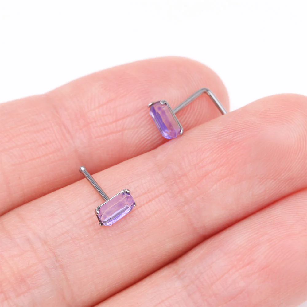 Sparkle Gem Cubic L-Shaped Nose Ring - Image 4