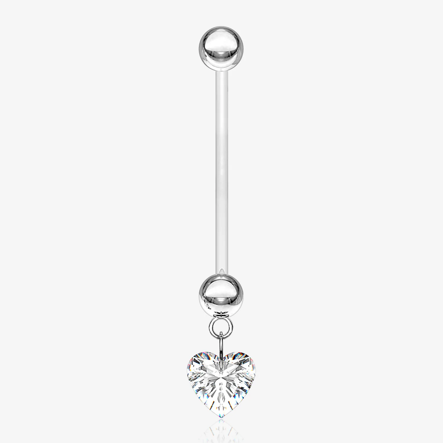 Sparkle Heart Gem Dangle Bio-Flex Pregnancy Belly Button Ring