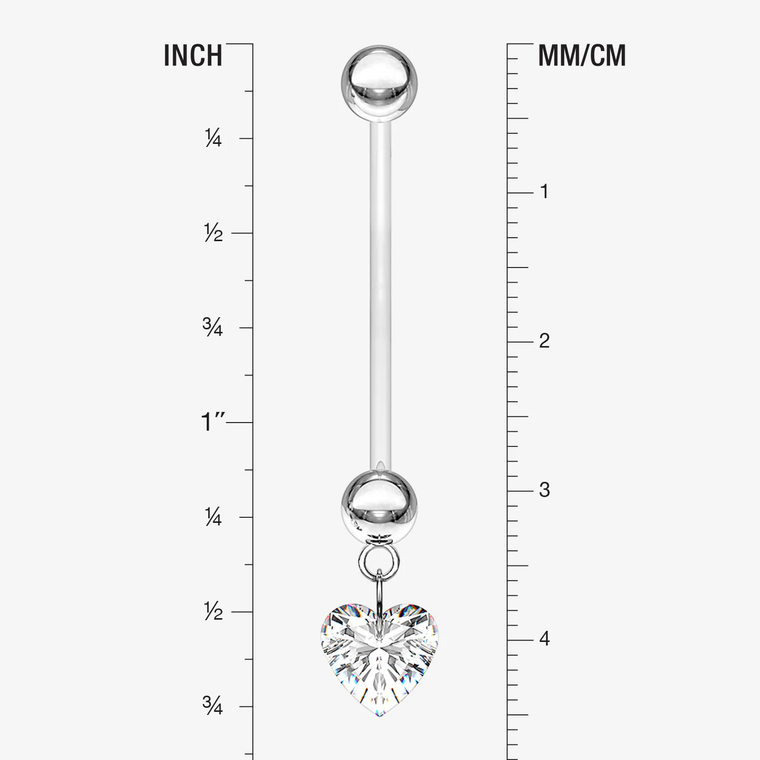 Sparkle Heart Gem Dangle Bio-Flex Pregnancy Belly Button Ring - Image 2