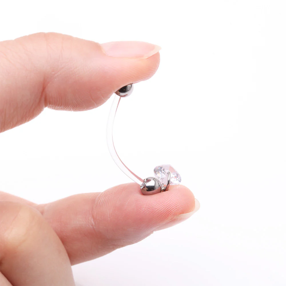 Sparkle Heart Gem Dangle Bio-Flex Pregnancy Belly Button Ring - Image 4