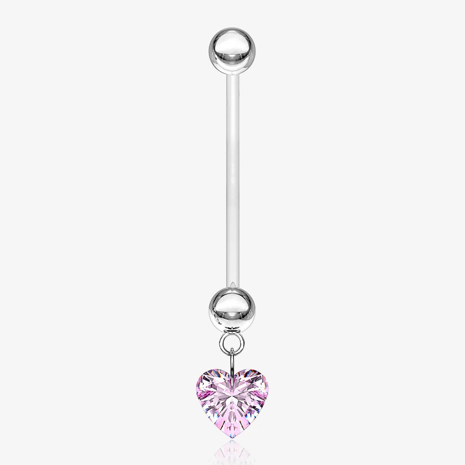 Sparkle Heart Gem Dangle Bio-Flex Pregnancy Belly Button Ring