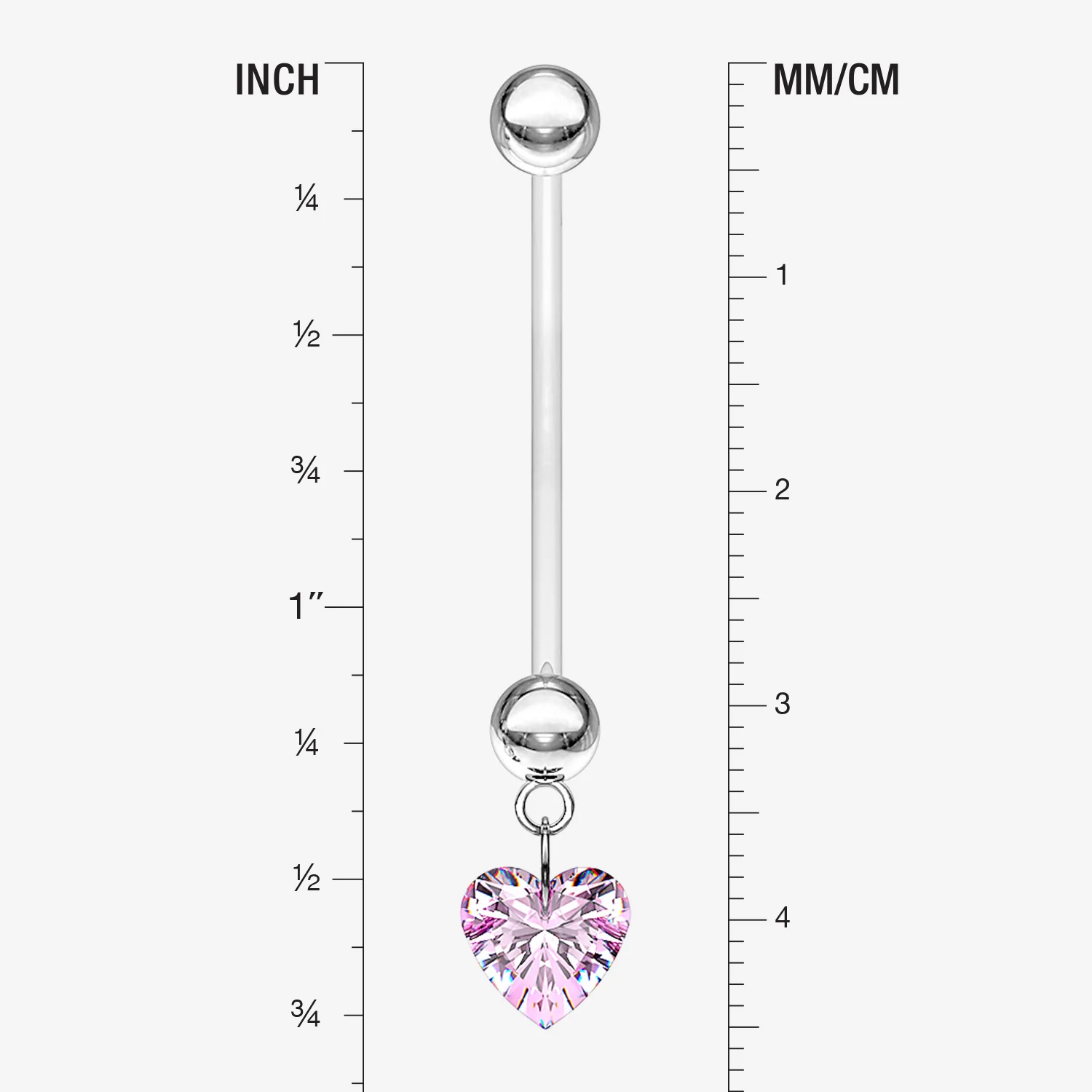 Sparkle Heart Gem Dangle Bio-Flex Pregnancy Belly Button Ring - Image 2