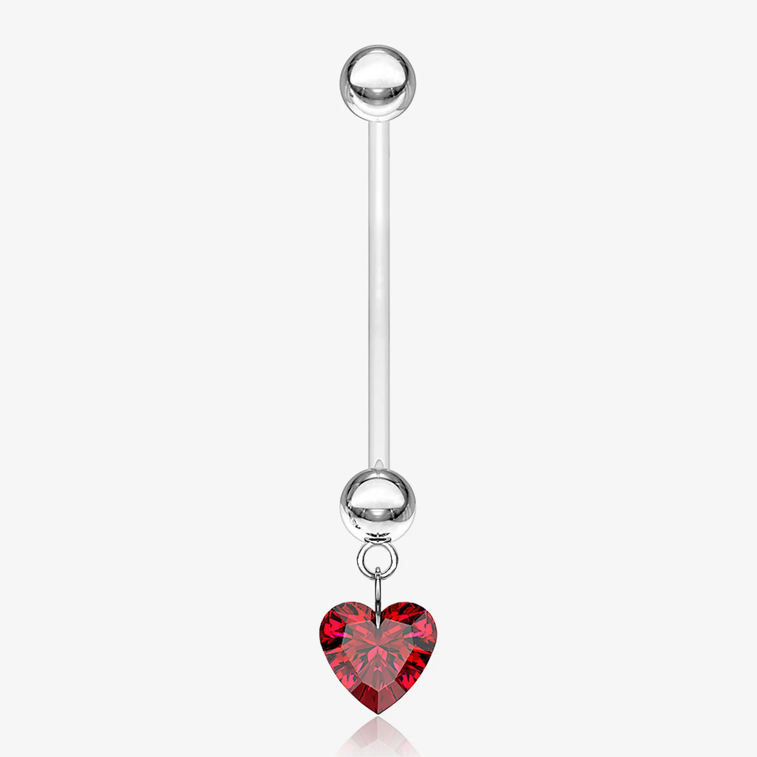 Sparkle Heart Gem Dangle Bio-Flex Pregnancy Belly Button Ring