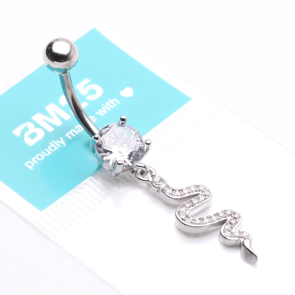 Sparkle Snake Swiggly Dangle Belly Button Ring - Image 5