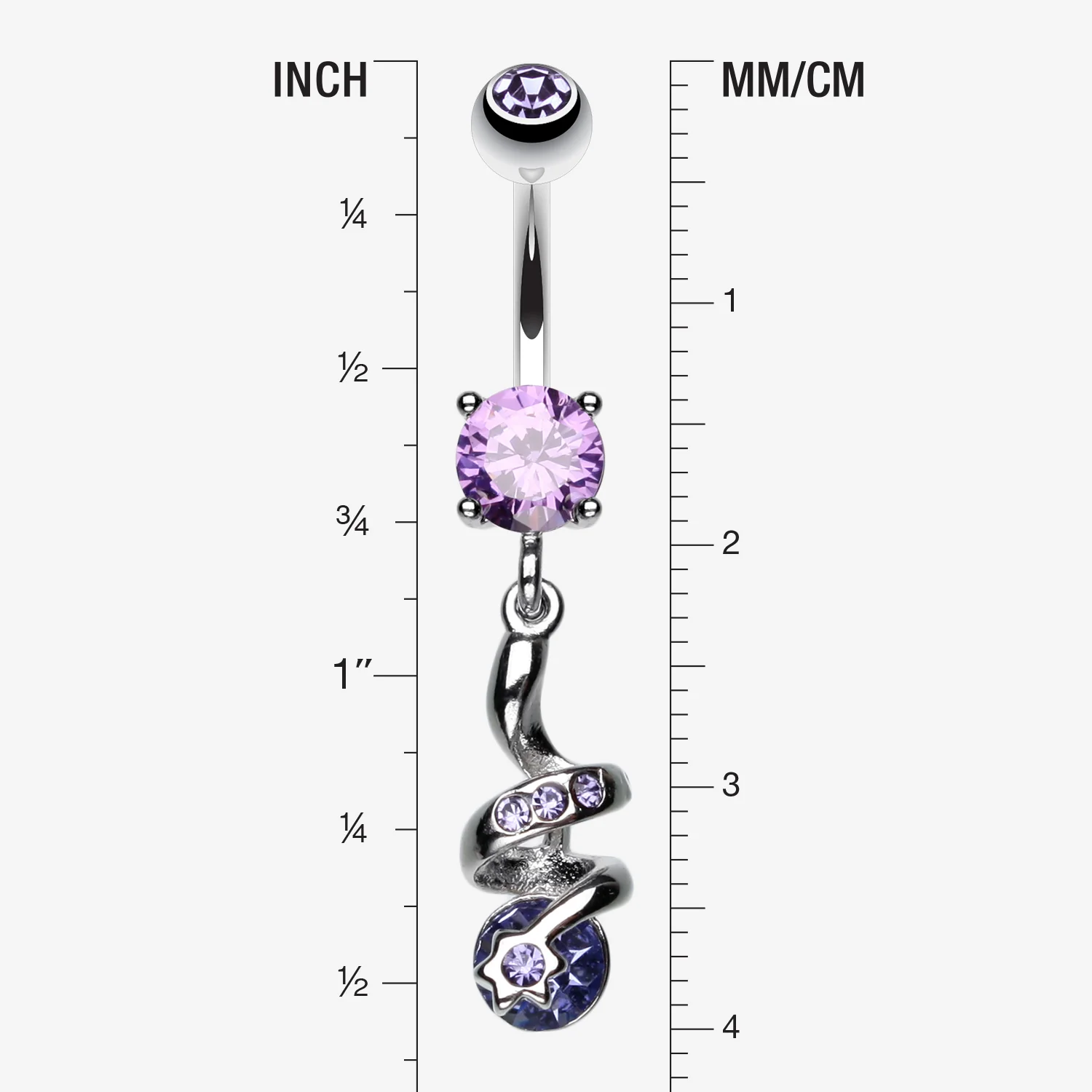 Sparkle Star Gem Swirl Belly Ring - Image 2