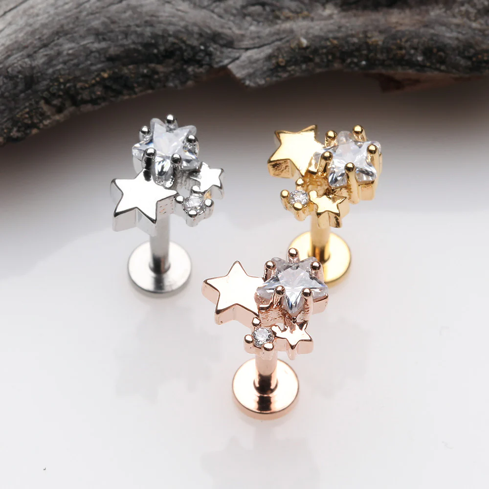 Sparkle Stars Top Internally Threaded Steel Labret - Image 3