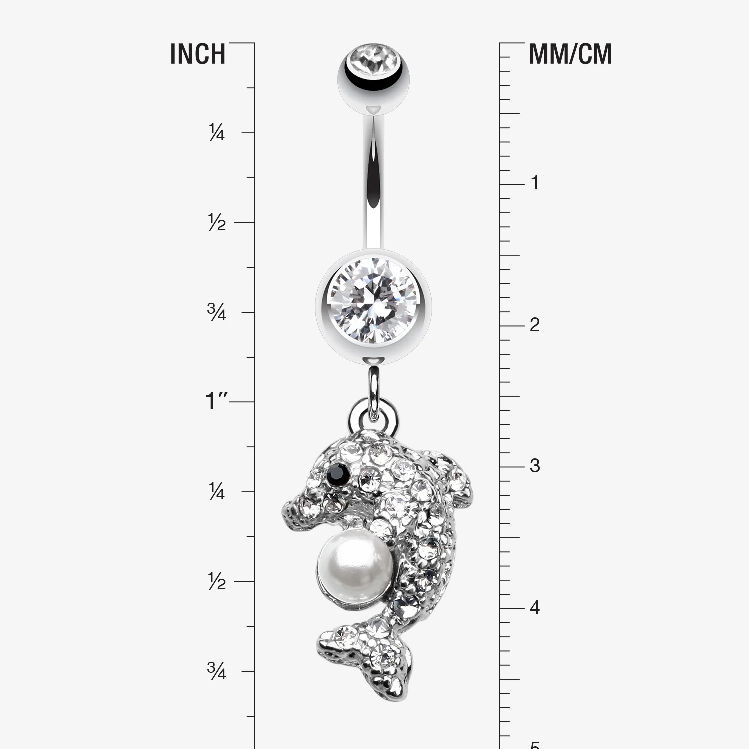 Sparkling Dolphin Belly Button Ring - Image 2