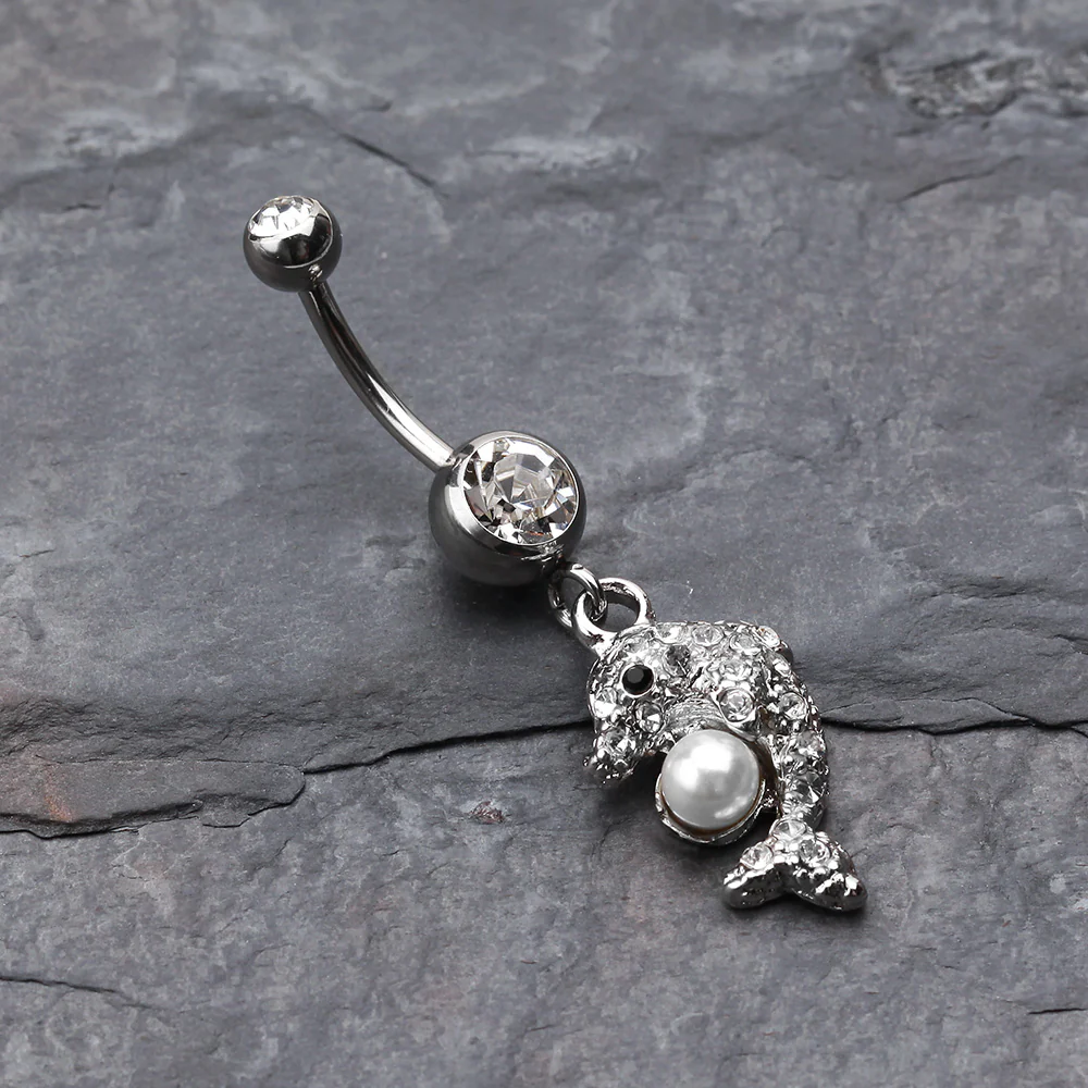 Sparkling Dolphin Belly Button Ring - Image 3