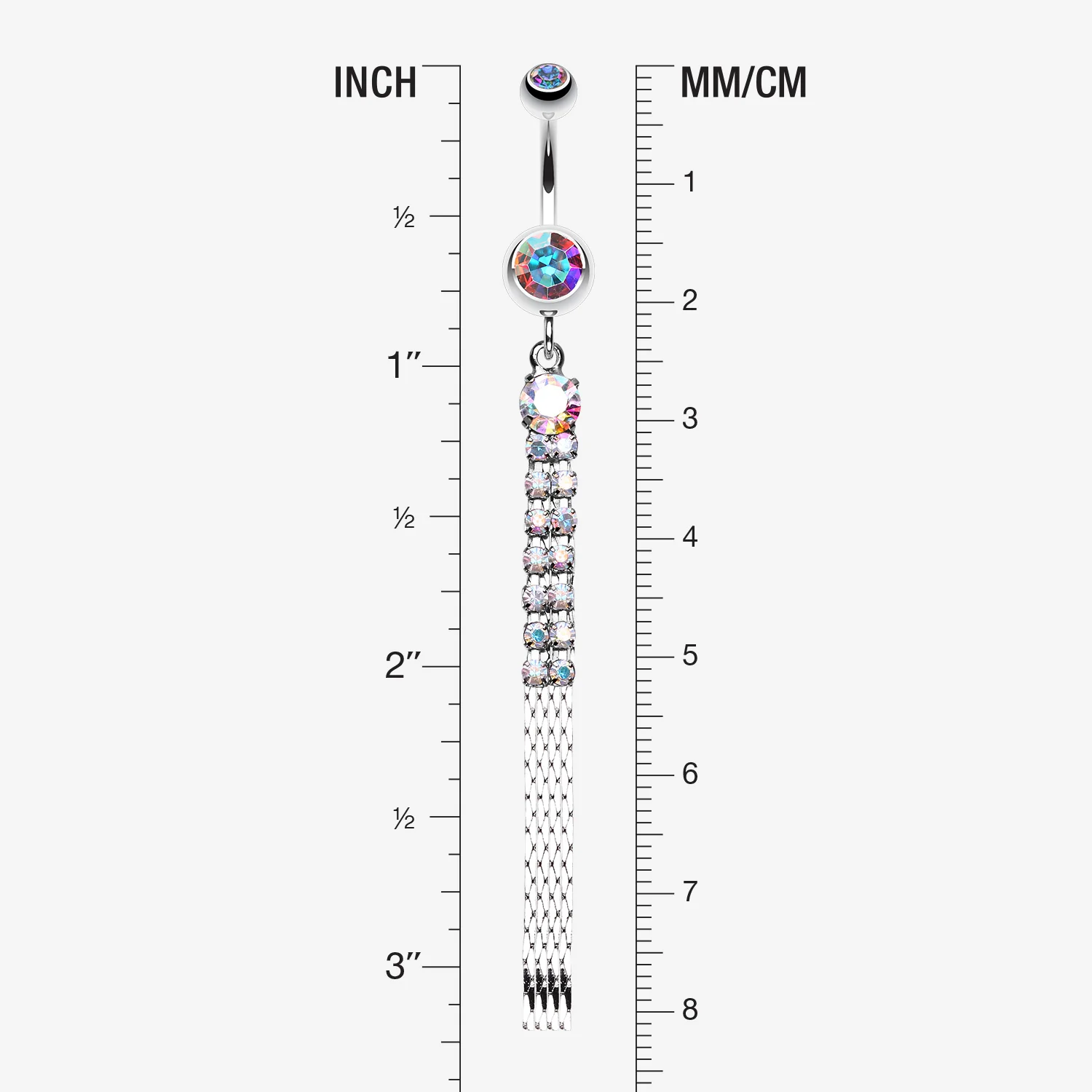 Sparkling Gem Chain Tassel Belly Ring - Image 2