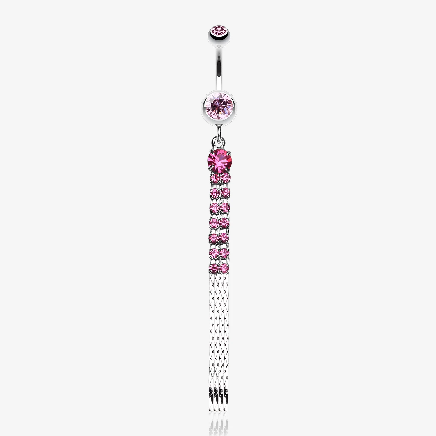 Sparkling Gem Chain Tassel Belly Ring