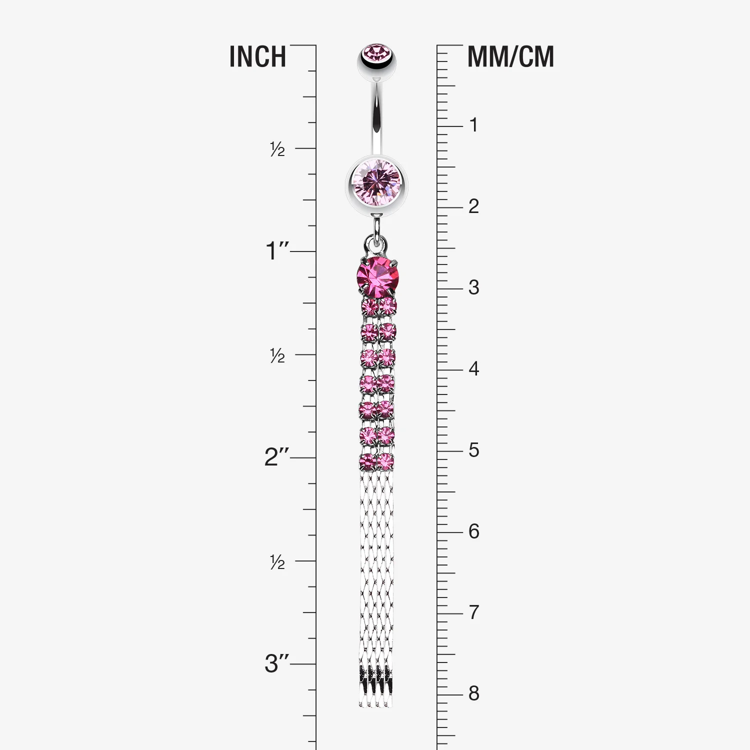 Sparkling Gem Chain Tassel Belly Ring - Image 2