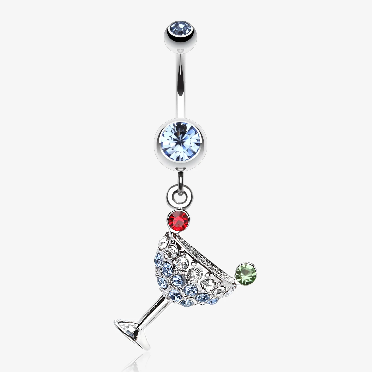 Sparkling Martini Glass Charm Dangle Belly Ring