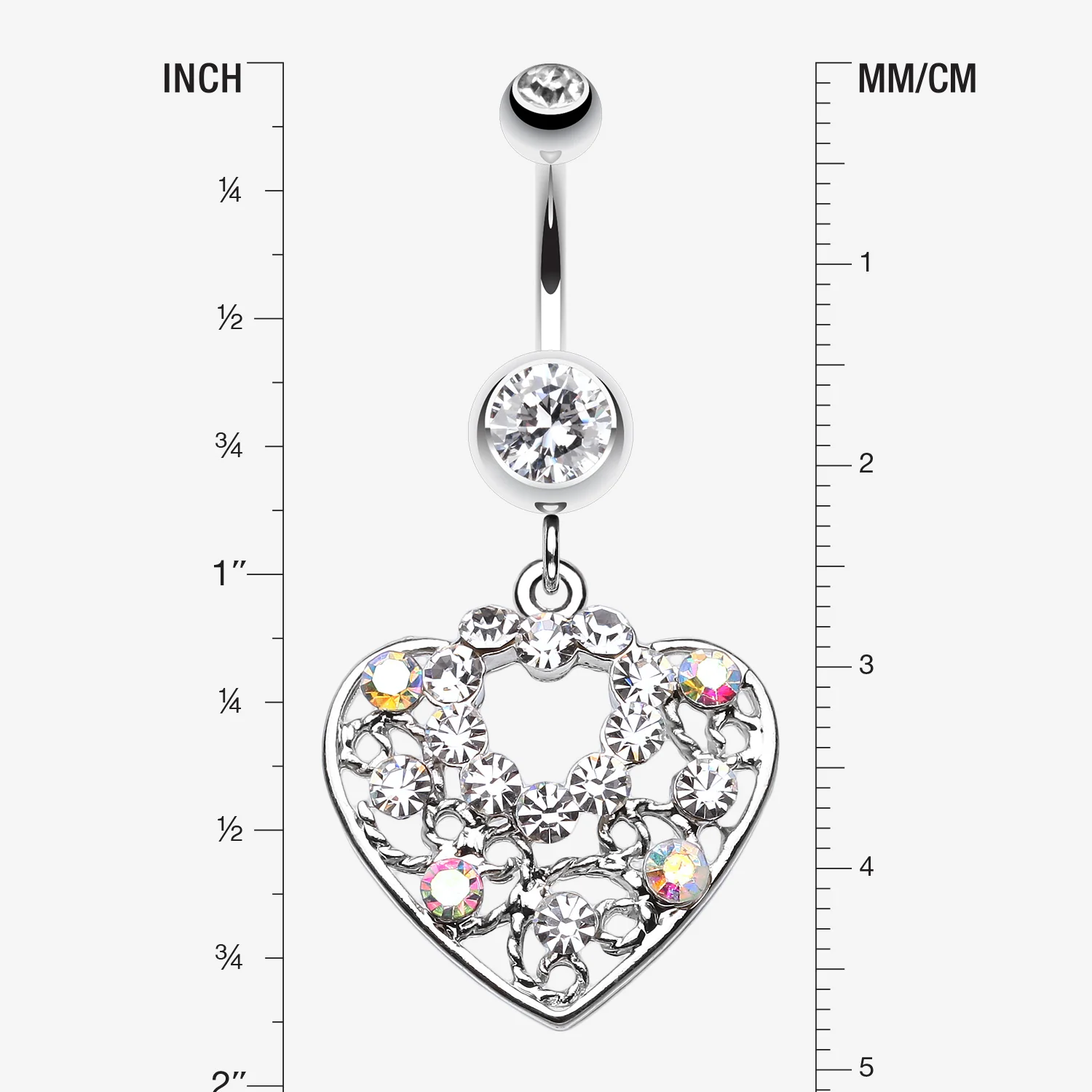 Sparkling Precious Heart Belly Button Ring - Image 2
