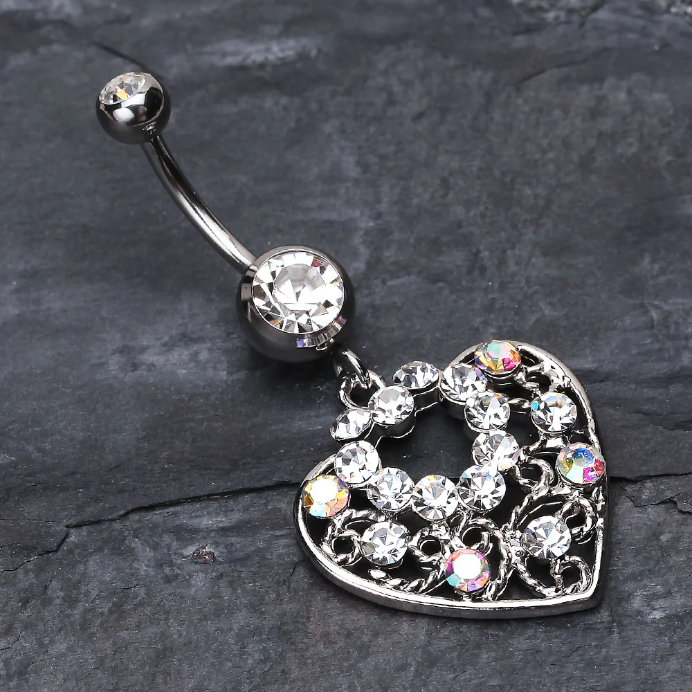 Sparkling Precious Heart Belly Button Ring - Image 3