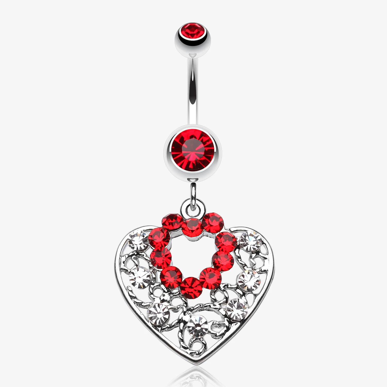 Sparkling Precious Heart Belly Button Ring