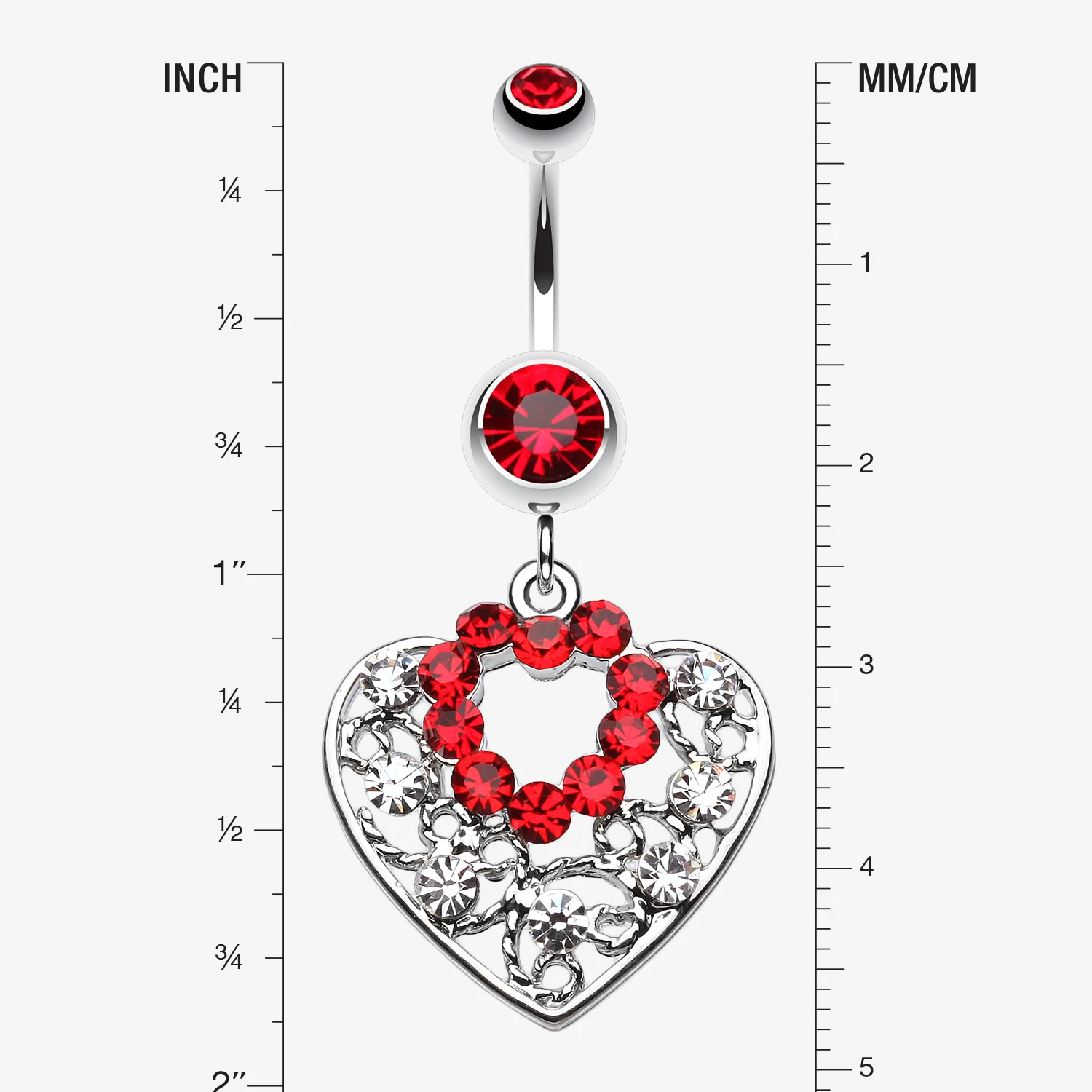 Sparkling Precious Heart Belly Button Ring - Image 2