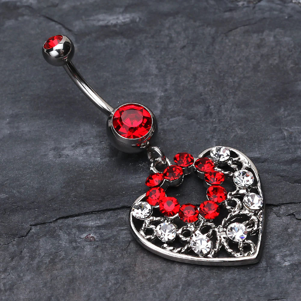Sparkling Precious Heart Belly Button Ring - Image 3