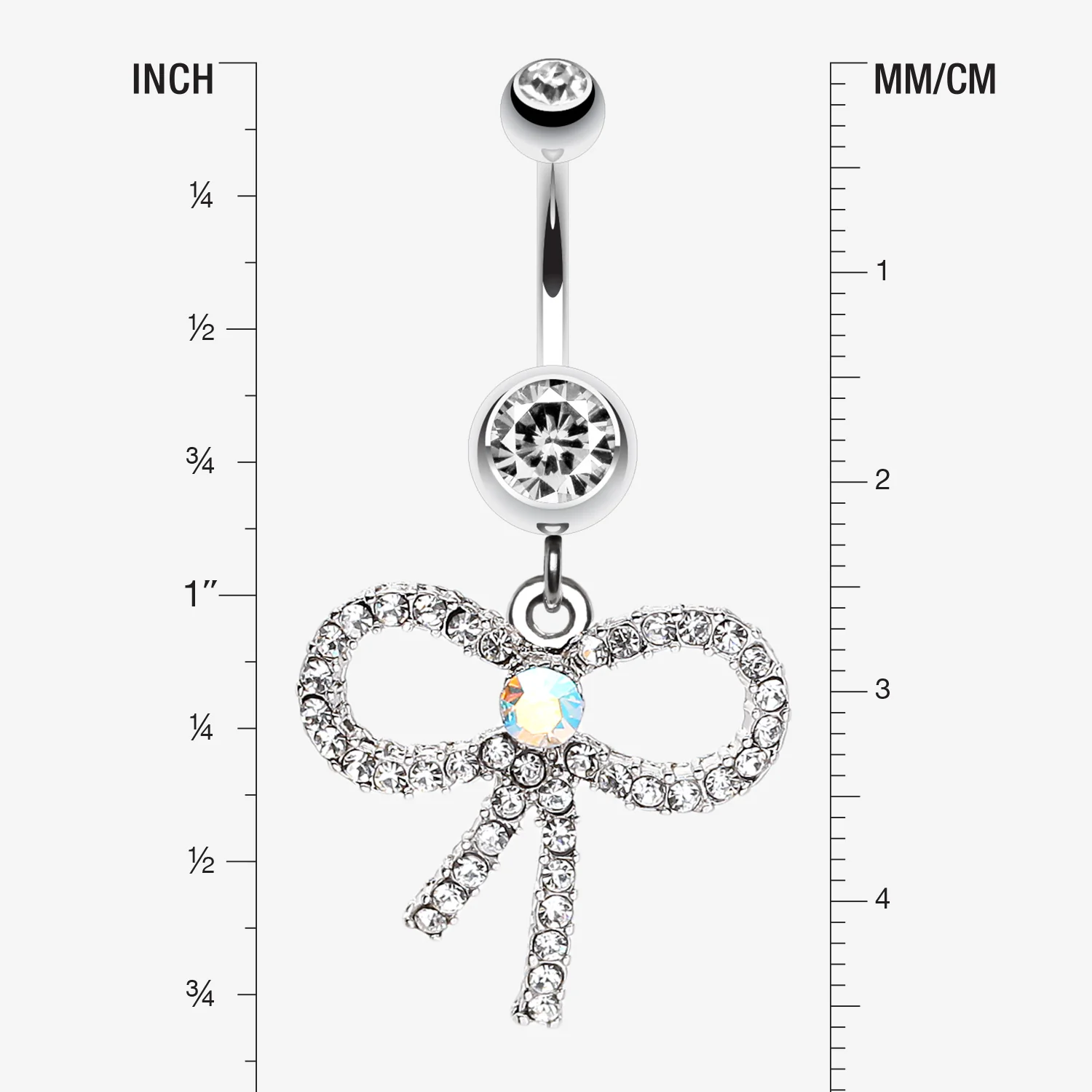 Sparkling Ribbon Dangle Belly Ring - Image 2