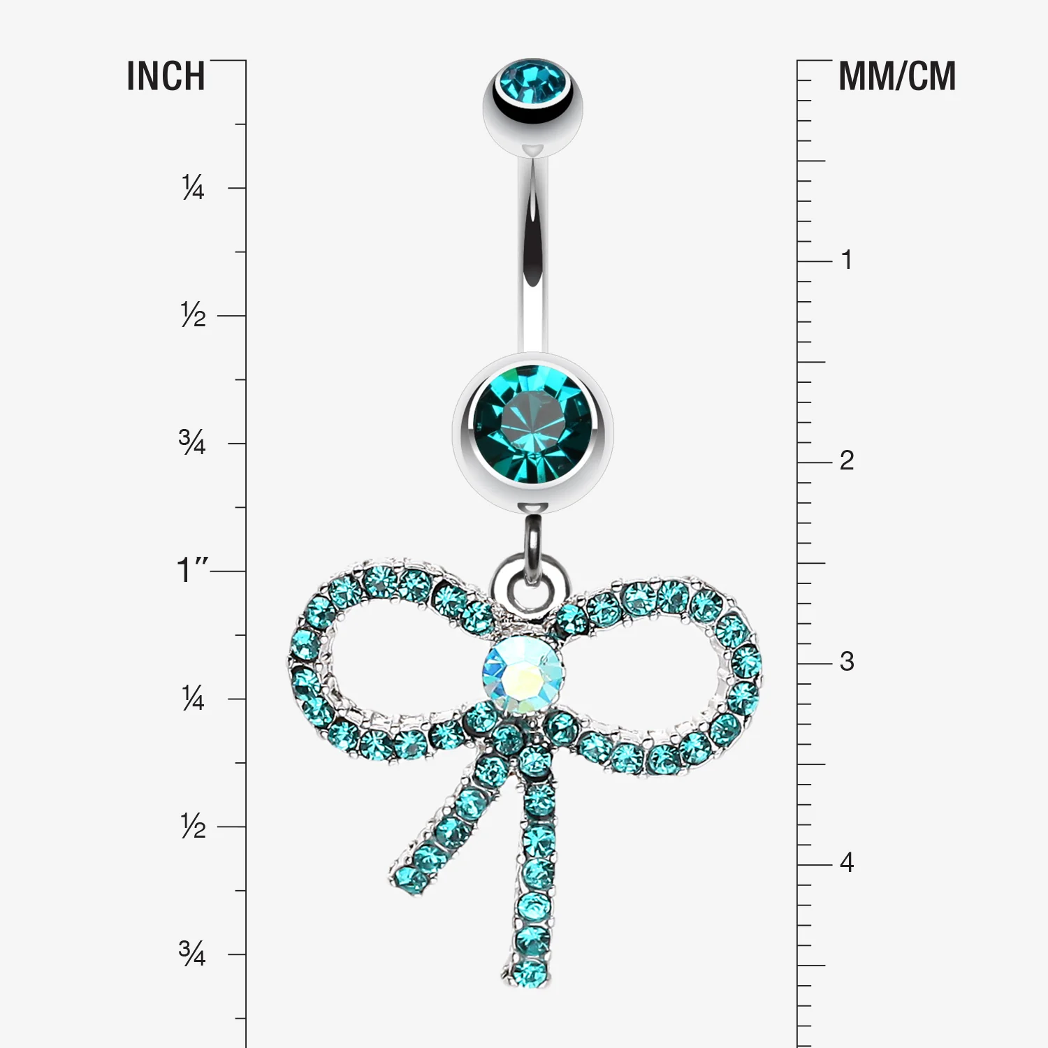 Sparkling Ribbon Dangle Belly Ring - Image 2