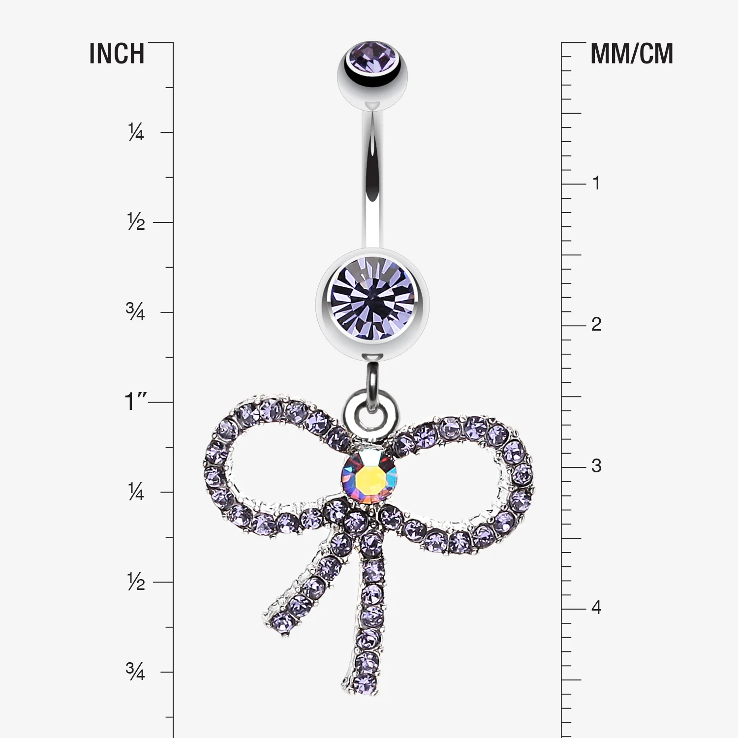 Sparkling Ribbon Dangle Belly Ring - Image 2