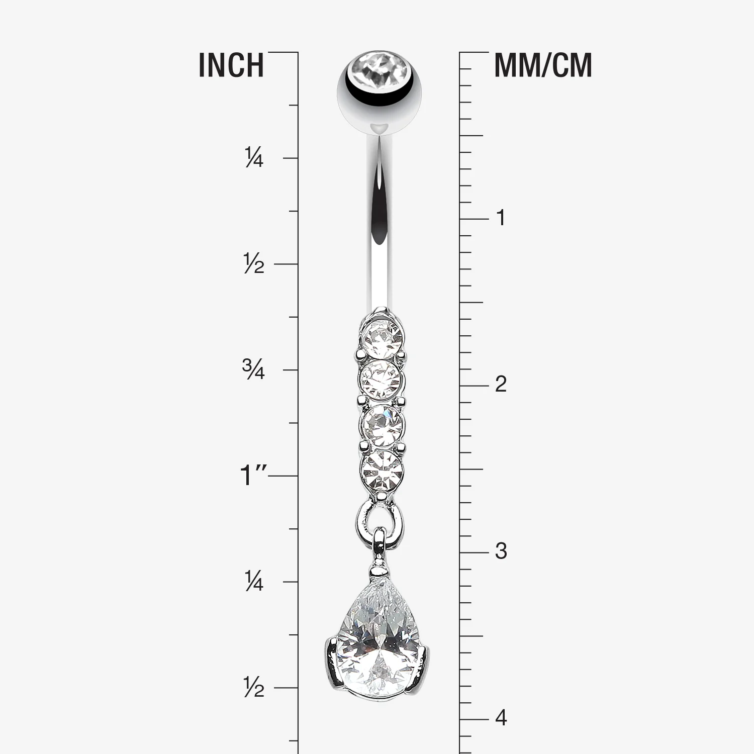 Sparkly Gem Droplet Belly Ring - Image 2