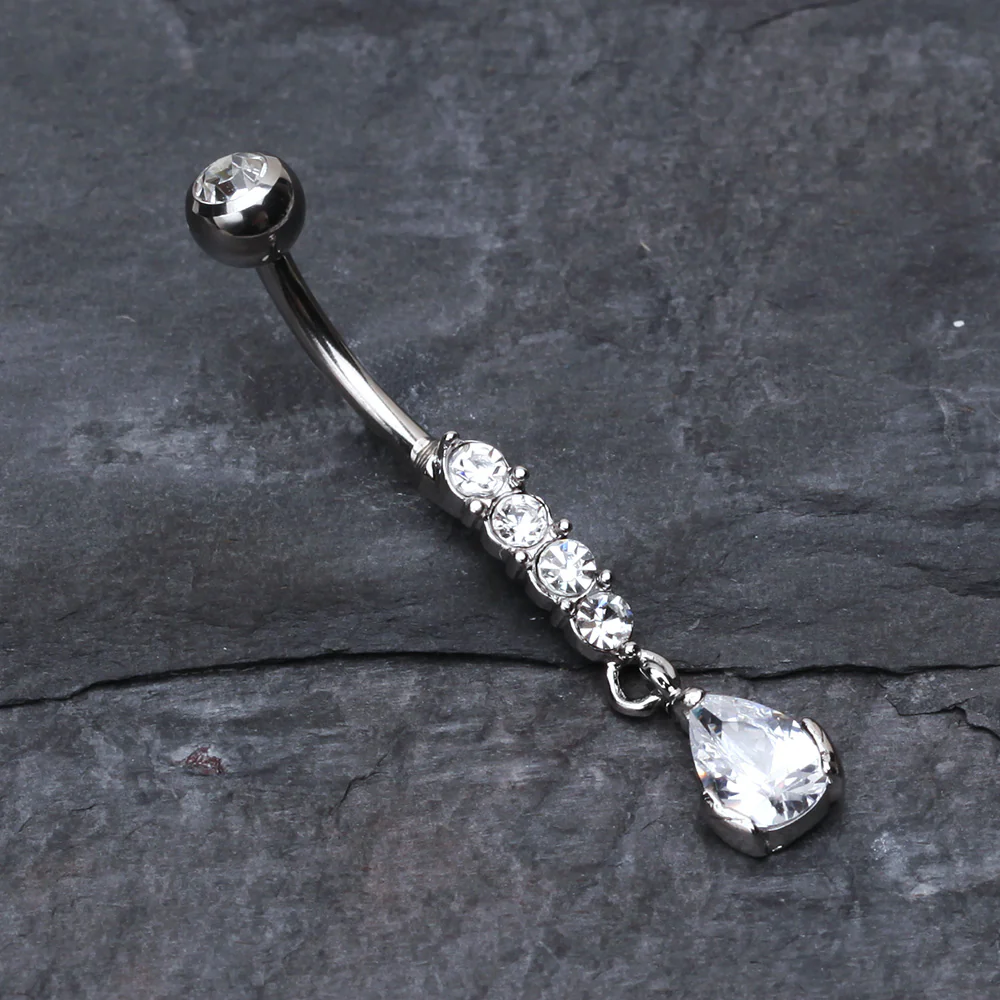 Sparkly Gem Droplet Belly Ring - Image 3