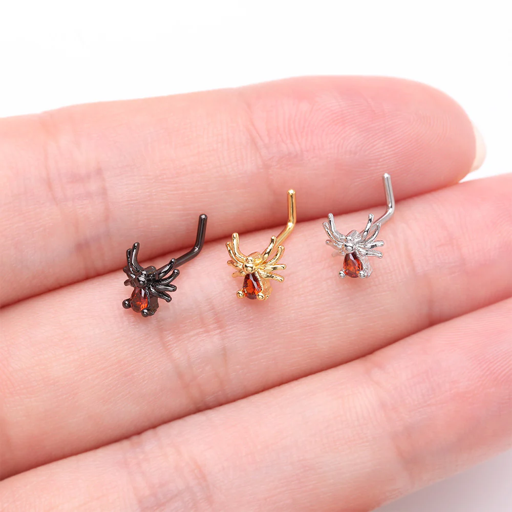 Spider Sparkle L-Shaped Nose Ring - Image 4