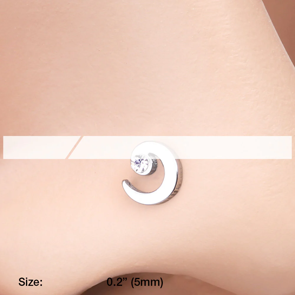 Spiral Swirl Sparkle Nose Stud Ring - Image 3