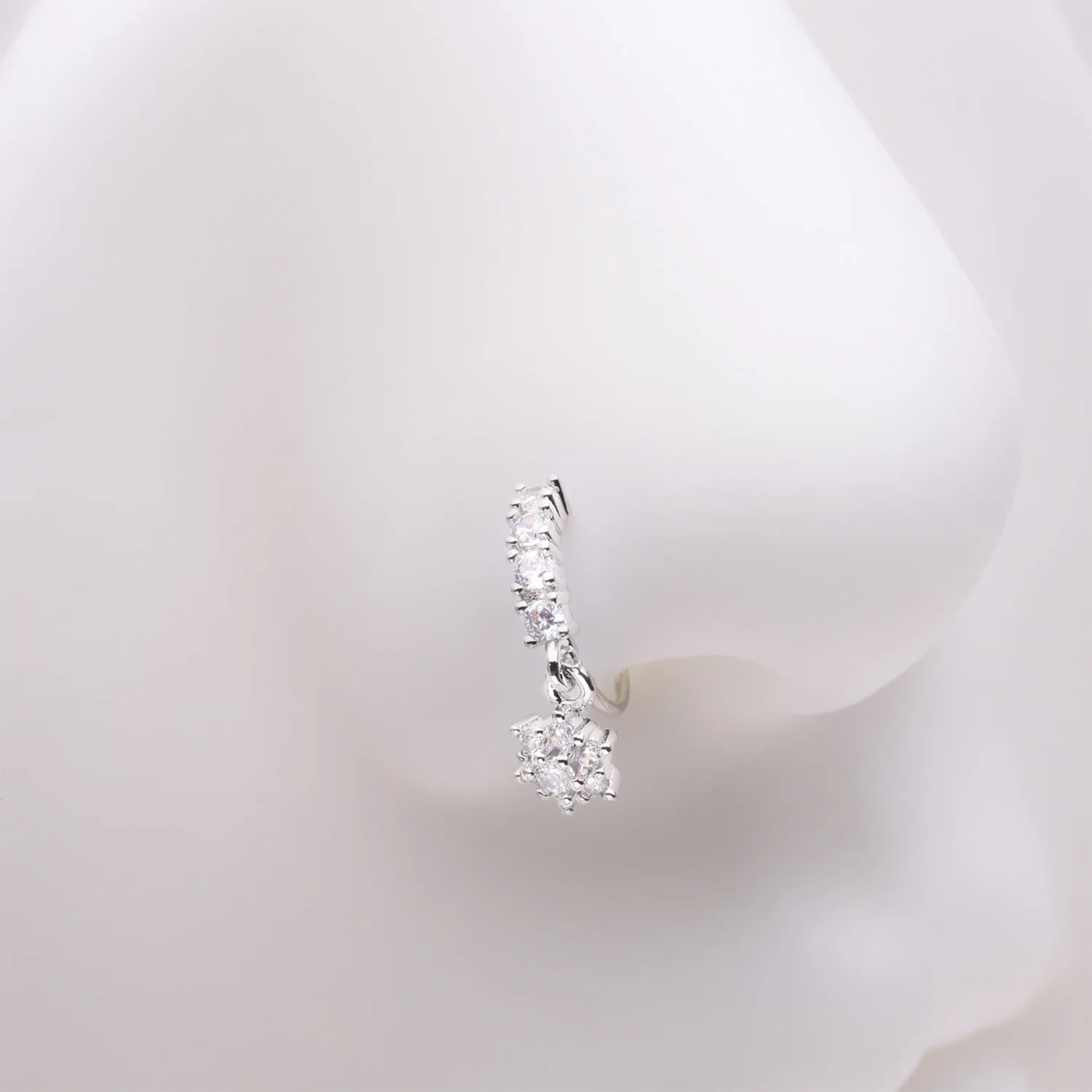 Spring Flower Sparkle Dangle Multi-Gem Lined Bendable Hoop Ring - Image 2